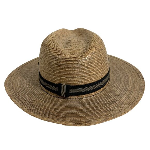 Handwoven Straw Fedora Hat Black Band Breathable Ventilation Wide Brim Lightweig - Picture 3 of 6